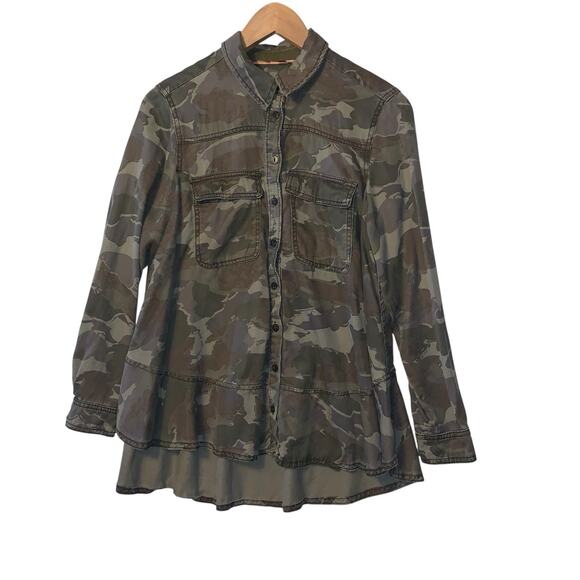 Anthropologie Montana Camo Button Down Shirt Size 2 - Picture 2 of 8